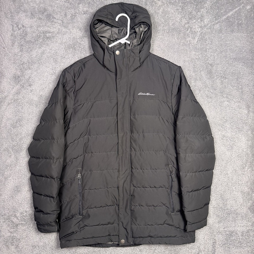 Eddie Bauer Parka Mens L Down Jacket Wide Channel Hooded Quilted Puffer EB650